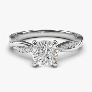Moissanite Engagement Ring 1.0 CT Twisted Vine Halo 925 Sterling Silver GRA Cert